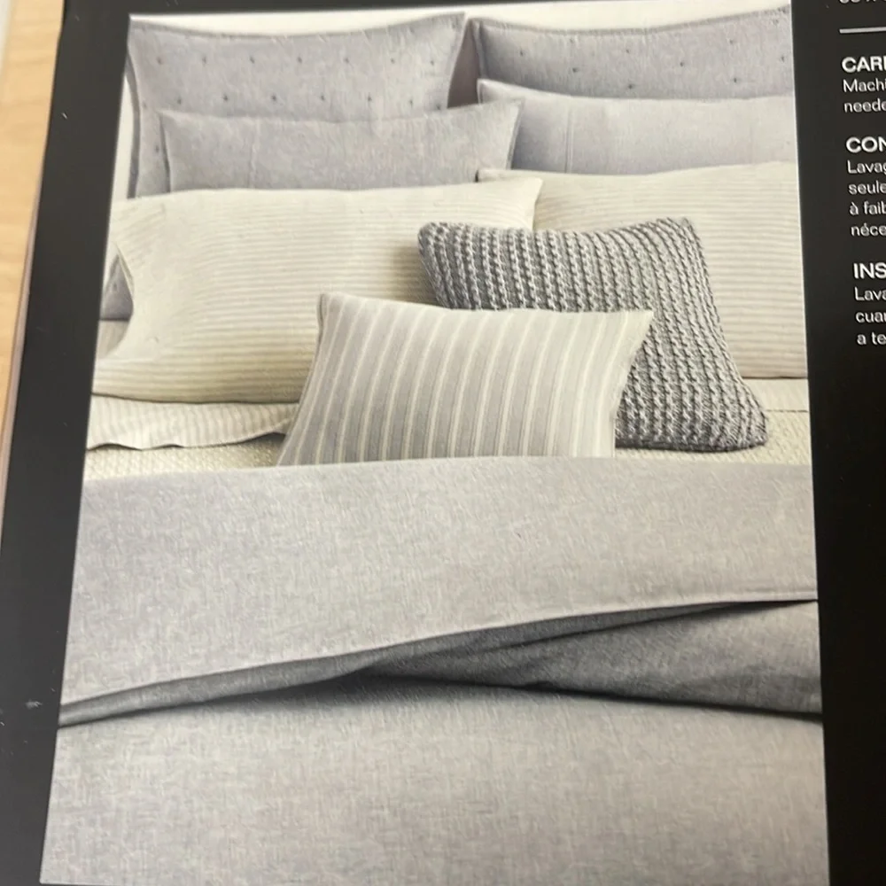 Lauren Graydon Melange Chambray Twin Duvet Cover and Quilted Euro Sham Bundle